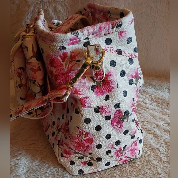 🌺 LIKE NEW Betsey Johnson Floral Polka Dot Shoulder/Crossbody Bag - Picture 8 of 16